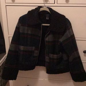 Plaid Sherpa coat